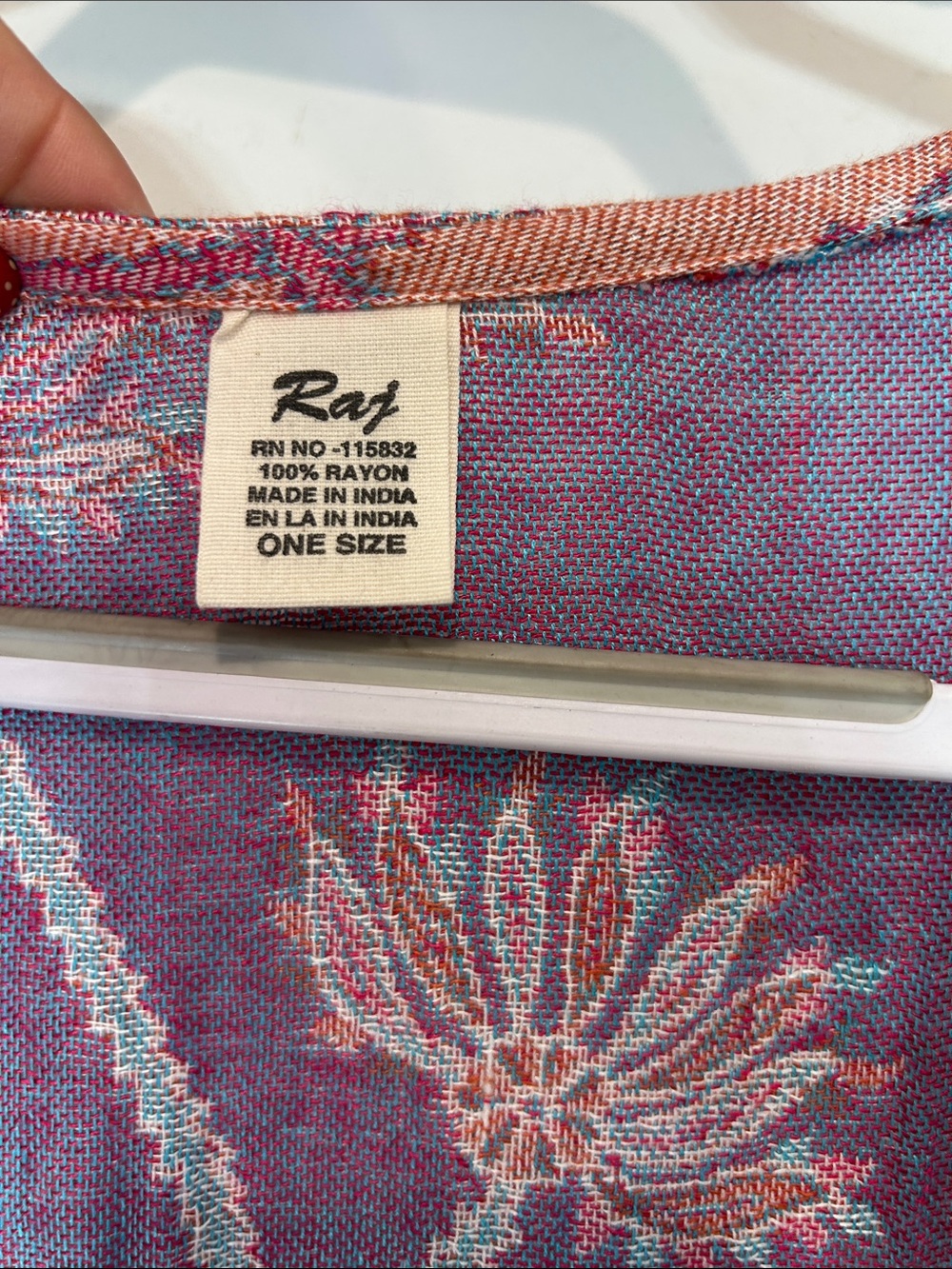 RAJ Boho Lavender & Peach Floral Embroidered Kimono duster rayon one size - Picture 9 of 13